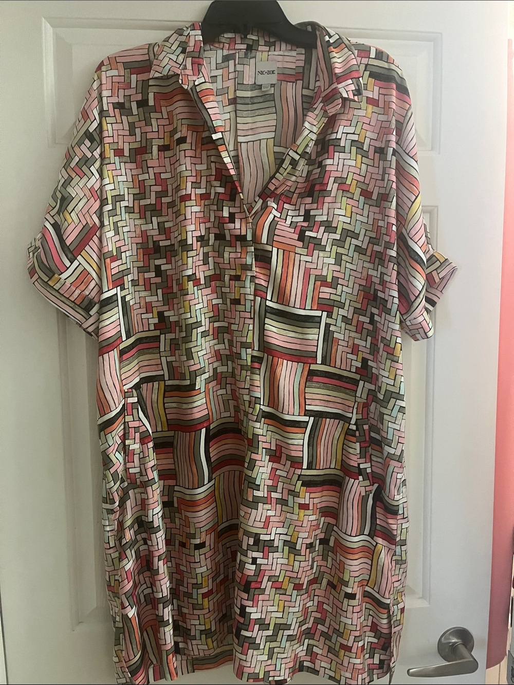 NIC+ZOE Multicolor Geometric Midi Dress in Pink, Coral, Olive, Black